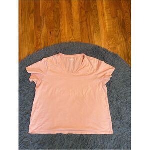 Bombas Bee Better T-shirt Pima Cotton V-Neck Women's Size 1X Cream Pink